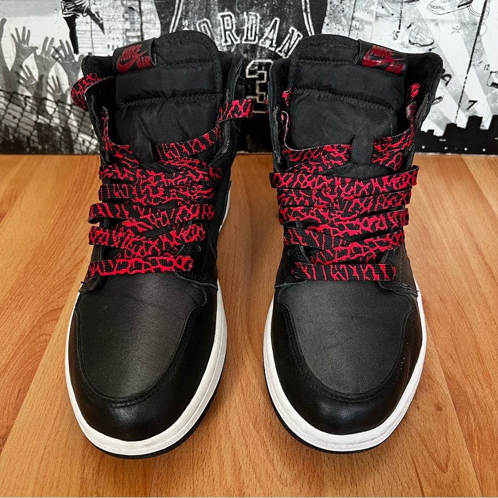 2019 Jordan 1 Retro High Black Satin Sneakers 555088-060